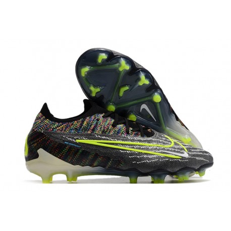 Crampons Nike Phantom GX Elite FG Noir Volt Blanc Bleu Lumière
