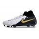 Chaussure Nike Phantom Luna II Elite FG Blanc Noir Pièce Dor Métallique