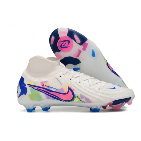 Chaussure Nike Phantom Luna II Elite FG Blanc Rose Bleu