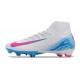 Crampon Nike Mercurial Superfly X Elite FG Blanc Bleu Rose