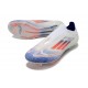 Crampon adidas F50 Elite Sans Lacets FG Advancement - Blanc Bleu Rouge 