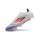 Crampon adidas F50 Elite Sans Lacets FG Advancement - Blanc Bleu Rouge 