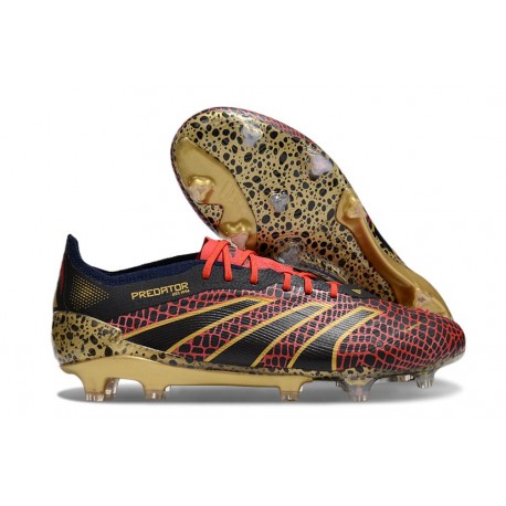 adidas Predator Elite FG Chaussure Rouge Lucide Or Noir