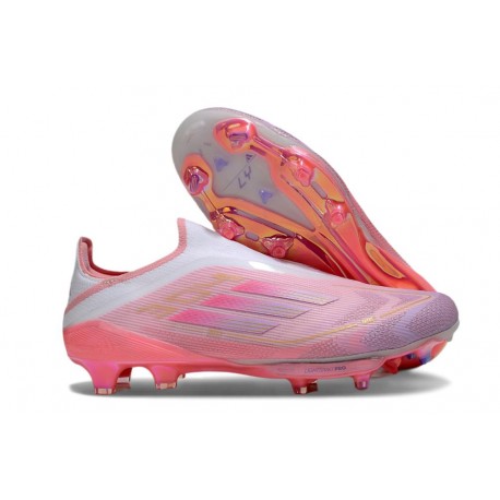 adidas f50 + Sans Lacets FG Neuf Rose Blanc