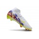 Nike Air Zoom Mercurial Superfly X Elite FG Blanc Jaune Violet