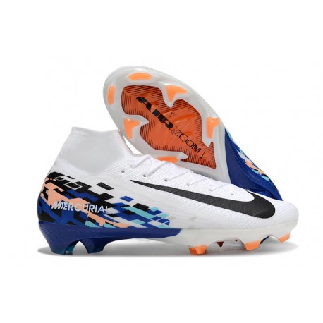 Nike Air Zoom Mercurial Superfly X Elite FG Blanc Bleu Noir