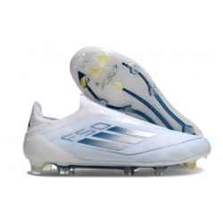 Crampon adidas F50 Elite Sans Lacets FG Blanc Bleu