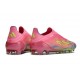 Crampon adidas F50 Elite Sans Lacets FG Rose Jaune Violet