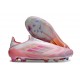 Crampon adidas F50 Elite Sans Lacets FG Rose Blanc