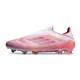 Crampon adidas F50 Elite Sans Lacets FG Rose Blanc