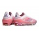 Crampon adidas F50 Elite Sans Lacets FG Rose Blanc