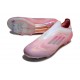 Crampon adidas F50 Elite Sans Lacets FG Rose Blanc