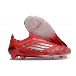 Crampon adidas F50 Elite Sans Lacets FG Rouge Argent