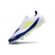 Crampon adidas F50 Elite Sans Lacets FG Blanc Jaune Solaire Bleu Lucide
