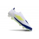 Crampon adidas F50 Elite Sans Lacets FG Blanc Jaune Solaire Bleu Lucide