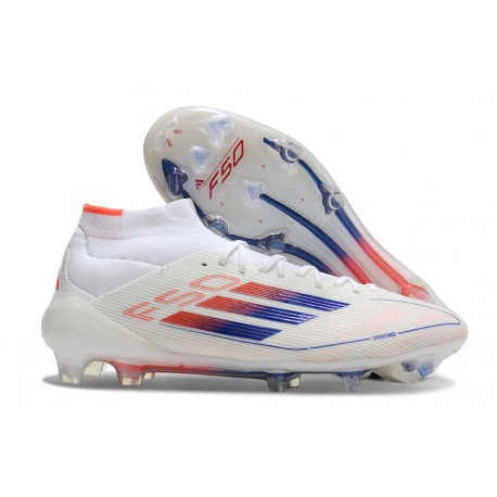 adidas F50 Elite Mid FG Neuf Advancement - Blanc Rouge Bleu