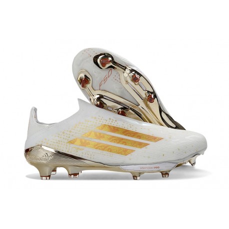 adidas f50 + Sans Lacets FG Neuf Blanc Or
