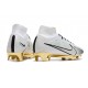 Crampons Nike Air Zoom Mercurial Superfly IX Elite FG Blanc Or
